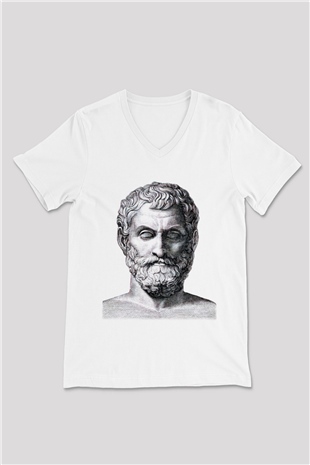 Filozof Beyaz Unisex V Yaka Tişört T-Shirt