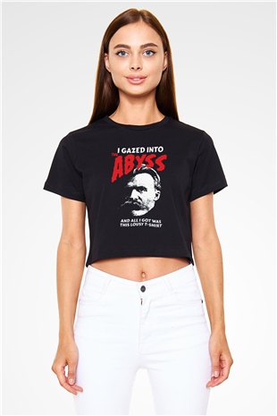 Filozof Siyah  Crop Top Tişört