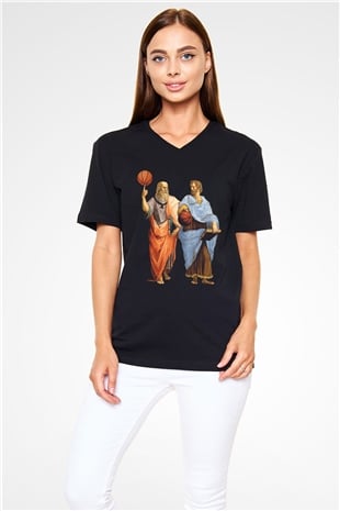 Filozof Siyah Unisex V Yaka Tişört