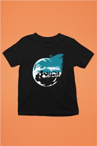Final Fantasy Baskılı Siyah Unisex Çocuk Tişört