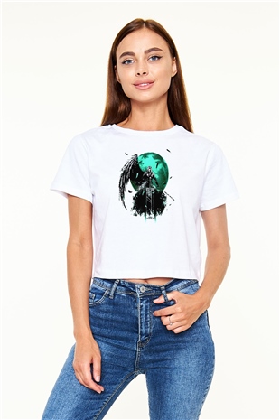 Final Fantasy Beyaz  Crop Top Tişört