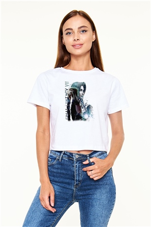 Final Fantasy Beyaz  Crop Top Tişört