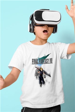 Final Fantasy Beyaz Unisex Çocuk Tişört
