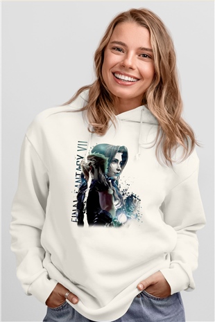 Final Fantasy Beyaz Unisex Hoodie