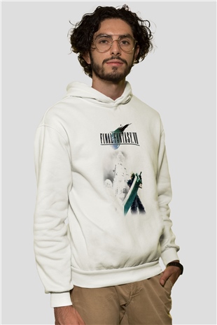 Final Fantasy Beyaz Unisex Hoodie