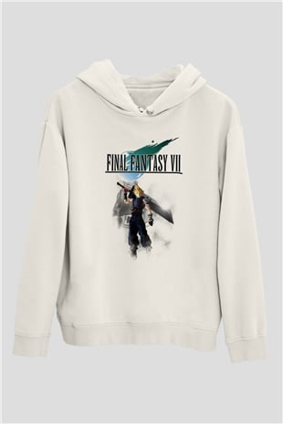 Final Fantasy Beyaz Unisex Hoodie