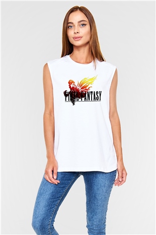 Final Fantasy Beyaz Unisex Kolsuz Tişört