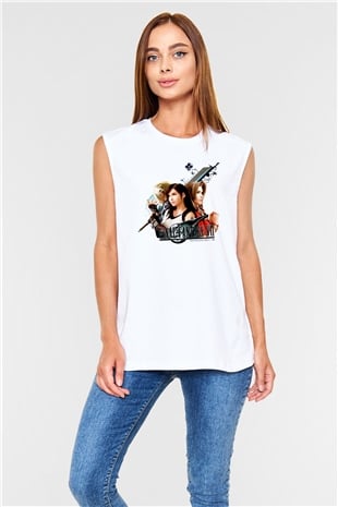 Final Fantasy Beyaz Unisex Kolsuz Tişört
