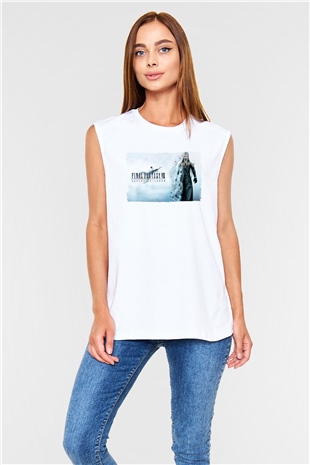 Final Fantasy Beyaz Unisex Kolsuz Tişört