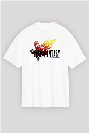 Final Fantasy Beyaz Unisex Oversize Tişört T-Shirt