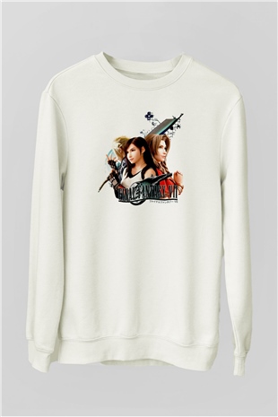 Final Fantasy Beyaz Unisex Sweatshirt