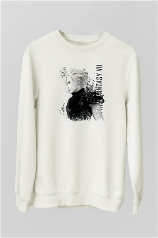 Final Fantasy Beyaz Unisex Sweatshirt