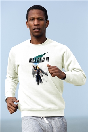 Final Fantasy Beyaz Unisex Sweatshirt
