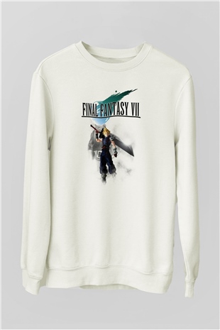 Final Fantasy Beyaz Unisex Sweatshirt