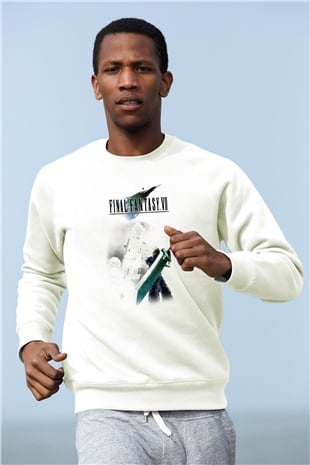 Final Fantasy Beyaz Unisex Sweatshirt