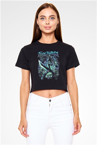 Final Fantasy Siyah  Crop Top Tişört