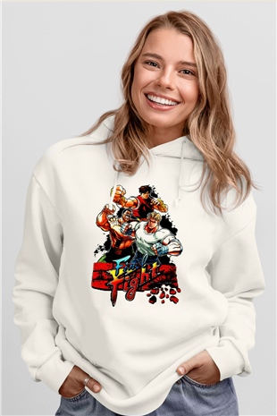 Final Fight Beyaz Unisex Hoodie