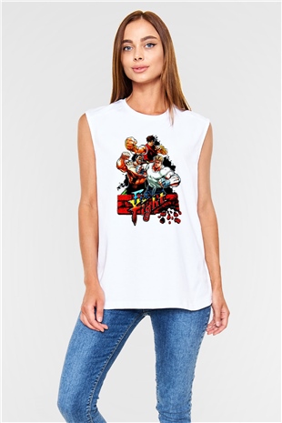 Final Fight Beyaz Unisex  Kolsuz Tişört