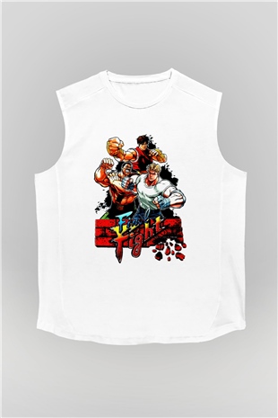 Final Fight Beyaz Unisex  Kolsuz Tişört
