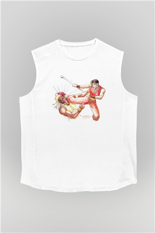Final Fight Beyaz Unisex Kolsuz Tişört