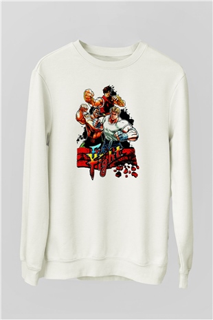 Final Fight Beyaz Unisex  Sweatshirt