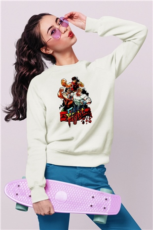 Final Fight Beyaz Unisex  Sweatshirt