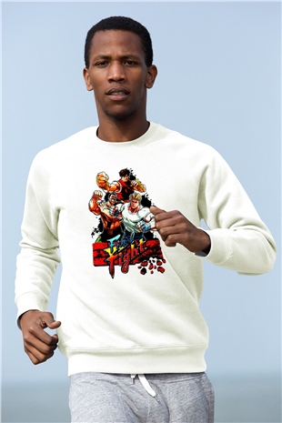 Final Fight Beyaz Unisex  Sweatshirt