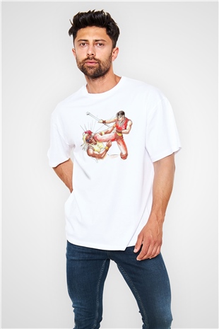 Final Fight Beyaz Oversize Tişört Oversize T-shirt