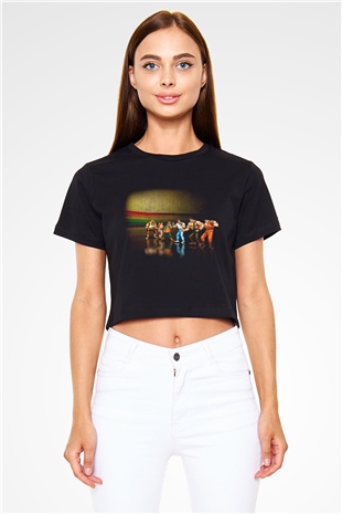Final Fight Siyah Crop Top Tişört