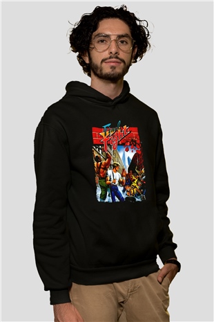 Final Fight Siyah Unisex Hoodie