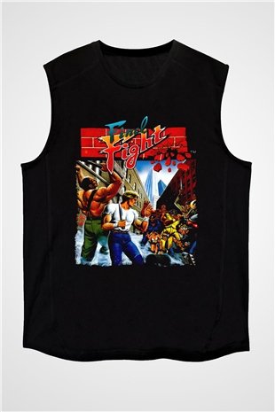 Final Fight Siyah Unisex  Kolsuz Tişört