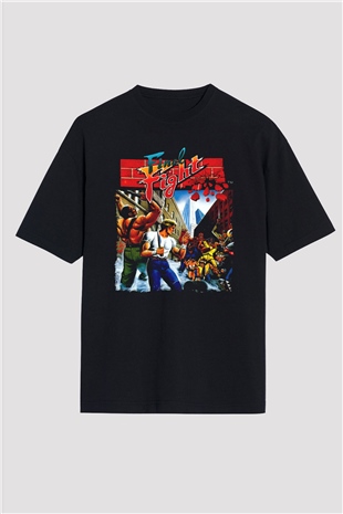 Final Fight Siyah Oversize Tişört