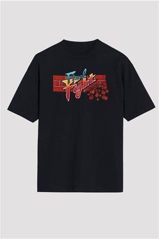 Final Fight Siyah Oversize Tişört Oversize T-shirt