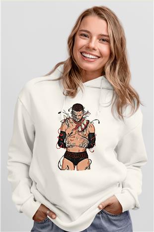 Finn Balor Baskılı Beyaz Unisex Hoodie