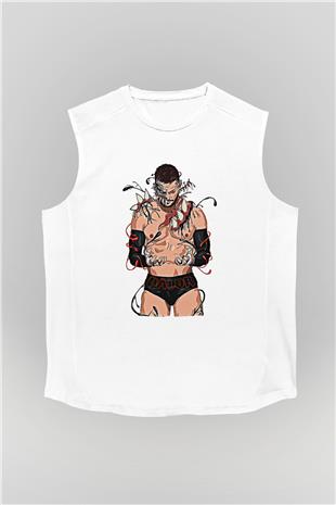 Finn Balor Baskılı Beyaz Unisex Kolsuz Tişört - Tshirt
