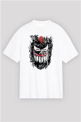 Finn Balor Baskılı Beyaz Unisex Oversize Tişört - Tshirt
