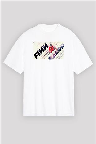 Finn Balor Baskılı Beyaz Unisex Oversize Tişört - Tshirt