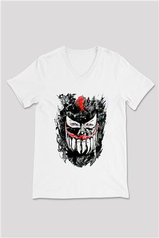 Finn Balor Baskılı Beyaz Unisex V Yaka Tişört - Tshirt
