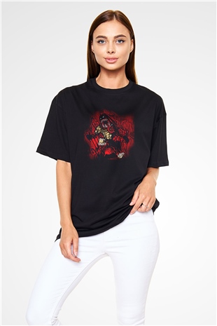 Finn Balor Baskılı Unisex Siyah Oversize Tişört - Tshirt