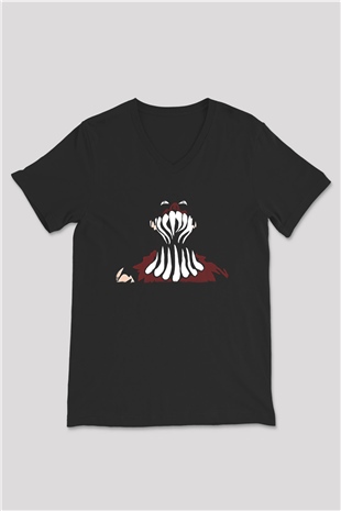 Finn Balor Baskılı Unisex Siyah V Yaka Tişört - Tshirt