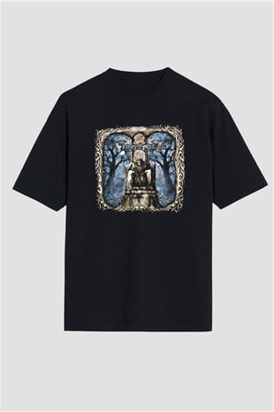 Finntroll Baskılı Unisex Siyah Oversize Tişört