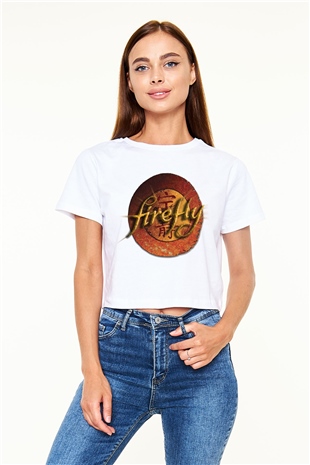 Firefly Beyaz Croptop Tişört