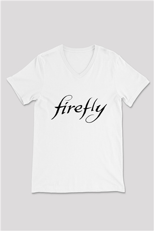 Firefly Beyaz Unisex V Yaka Tişört T-Shirt