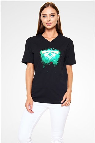 Firefly Siyah Unisex V Yaka Tişört