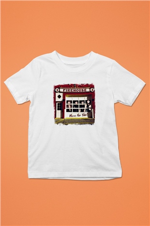 FireHouse Baskılı Unisex Beyaz Çocuk Tişört