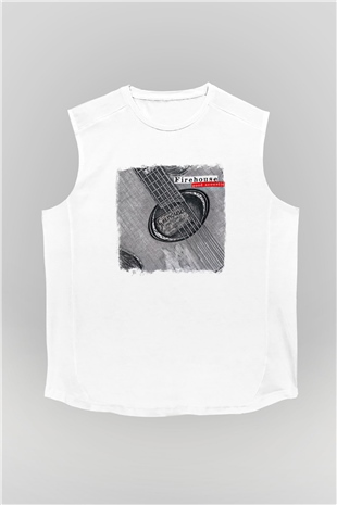 FireHouse Baskılı Unisex Beyaz Kolsuz Tişört