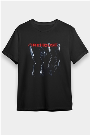 FireHouse Baskılı Unisex Siyah Tişört