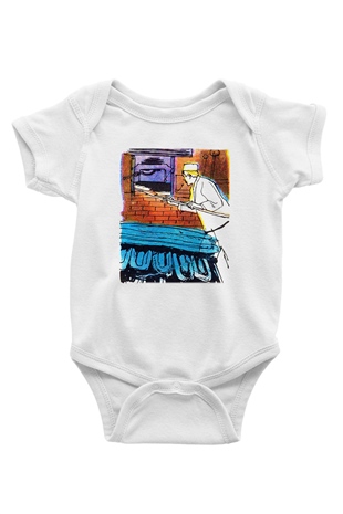 Fırıncı Baskılı Beyaz Unisex Bebek Body - Zıbın