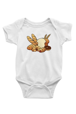 Fırıncı Baskılı Beyaz Unisex Bebek Body - Zıbın