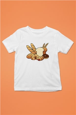 Fırıncı Baskılı Beyaz Unisex Çocuk Tişört